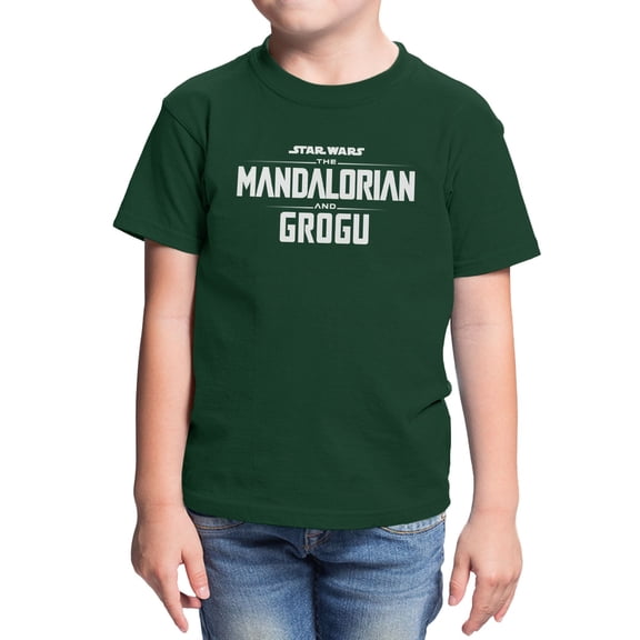 Star Wars The Mandalorian And Grogu Movie Logo Youth T Shirt (Forest Green, XS-XL)