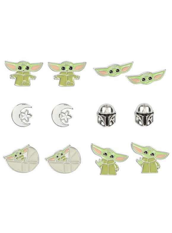 Star Wars The Mandalorian Baby Yoda 6 Pack Costume Jewelry Stud Earrings Set