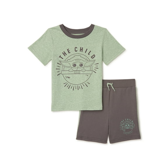 Star Wars The Mandalorian Baby Yoda Baby and Toddler Boy Graphic T-Shirt and Knit Shorts, 2-Piece Outfit Set, Sizes 12M-5T