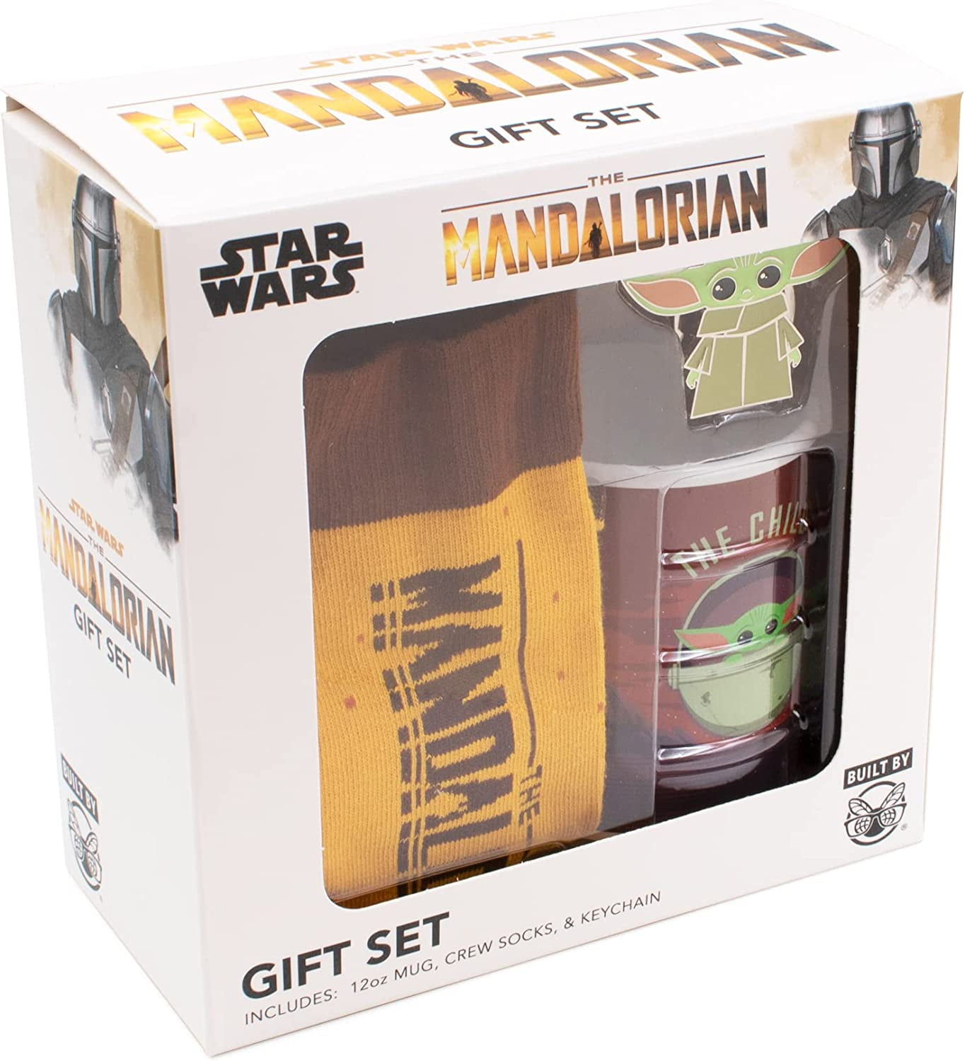 CULTUREFLY Star Wars The Mandalorian Baby Yoda Boxed Gift Set with Crew Socks, Mug, and Key Chain