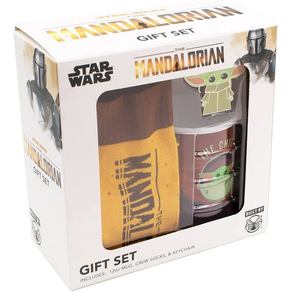 Star Wars The Mandalorian Baby Yoda Boxed Gift Set with Crew Socks, Mug, and Key Chain