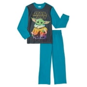Star Wars The Mandalorian Baby Yoda Boys Long Sleeve Top and Pant Pajama Sleep Set, 2-Piece, Sizes 4-12