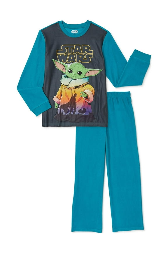 The Mandalorian Baby Yoda Boys Long Sleeve Top and Pant Pajama Sleep Set, 2-Piece, Sizes 4-12