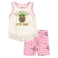 thumbnail image 1 of Star Wars The Mandalorian Baby Yoda Fringe T-Shirt and Shorts Set (Toddler Girls), 1 of 2