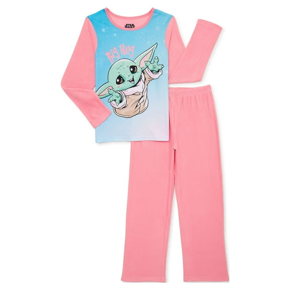 Star Wars The Mandalorian Baby Yoda Girls Long Sleeve Top and Pants Pajama Sleep Set, 2-Piece, Sizes 4-12