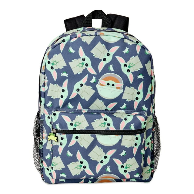 Star Wars The Mandalorian Baby Yoda Grogu Printed Blue Backpack
