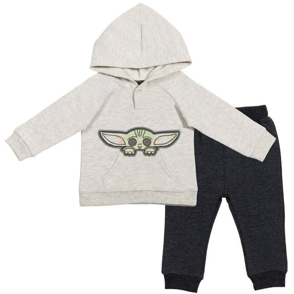 Star Wars The Mandalorian Baby Yoda Newborn Baby Boys Fleece Hoodie & Pants Heather White/Gray 0-3 Months
