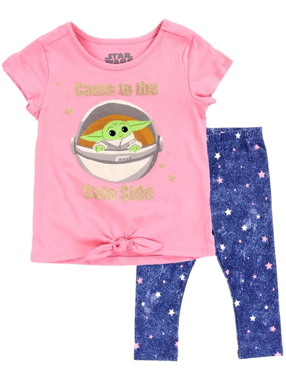 Star Wars Brandclub Star Wars The Mandalorian Baby Yoda Tie Front Top and Leggings Set Toddler Girls