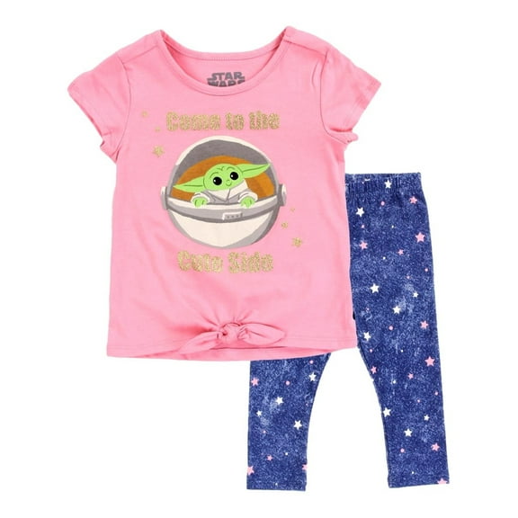 Star Wars The Mandalorian Baby Yoda Tie-Front Top and Leggings Set (Toddler Girls)