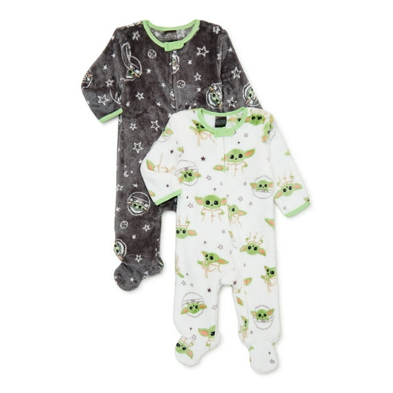 Star Wars The Mandalorian Baby Yoda Unisex Microfleece Sleep N Play, 2-Pack, Newborn-6/9 Months