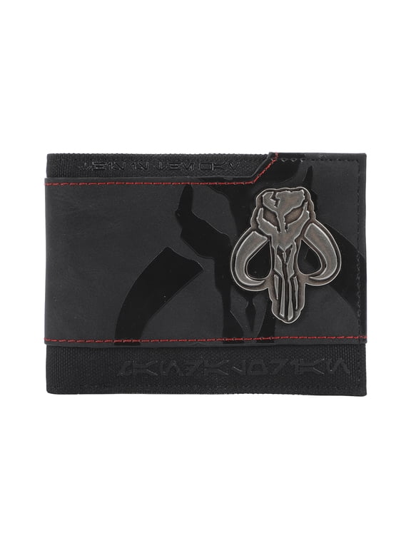 Star Wars The Mandalorian Bantha Skull Crest 3.5" Black Bifold Card Wallet
