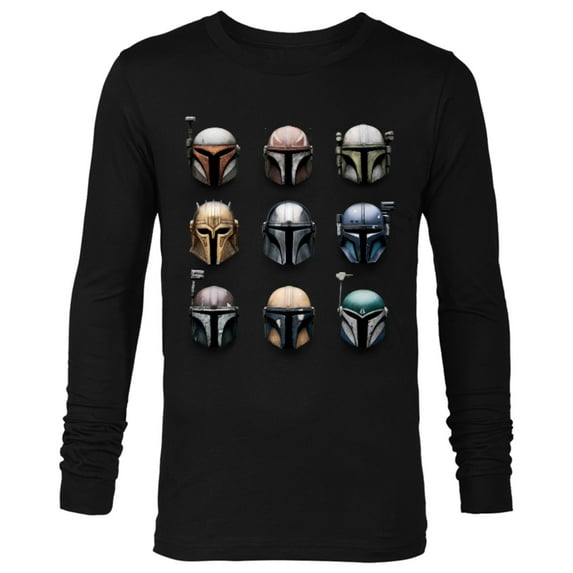 Star Wars The Mandalorian Battle Worn Helmets - Long Sleeve T-Shirt for Men - Customized-Black