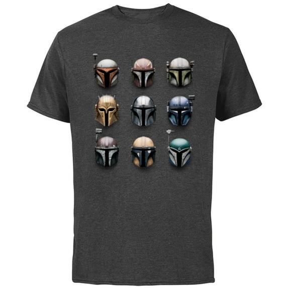 Star Wars The Mandalorian Battle Worn Helmets - Short Sleeve Cotton T-Shirt for Adults - Customized-Charcoal