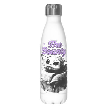 Star Wars: The Mandalorian Black and White  Stainless Steel Water Bottle White 17 oz.
