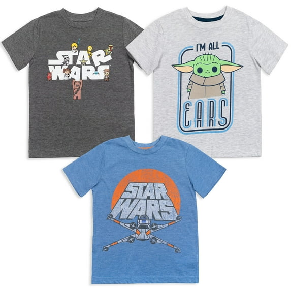 Star Wars The Mandalorian Boba Fett Stormtrooper R2-D2 Little Boys 3 Pack T-Shirts Toddler to Big Kid