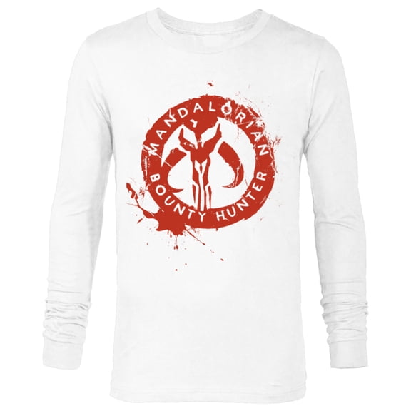 Star Wars The Mandalorian Bounty Hunter Stamp - Long Sleeve T-Shirt for Men - Customized-White