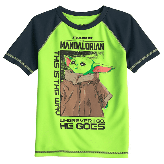Star Wars The Mandalorian Boys Baby Yoda Poly Raglan T-Shirt, Sizes 4-16