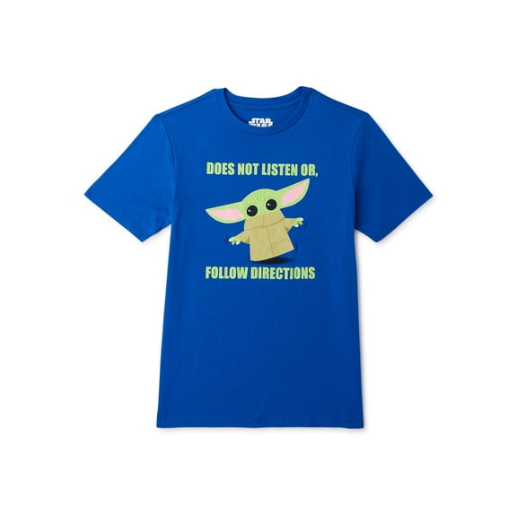 Star Wars The Mandalorian Boys The Child Not Listening Short Sleeve T-Shirt, Sizes 4-18