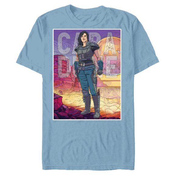 Star Wars The Mandalorian Cara Dune Painting - Short Sleeve Blended T-Shirt for Adults - Customized-Ocean Blue
