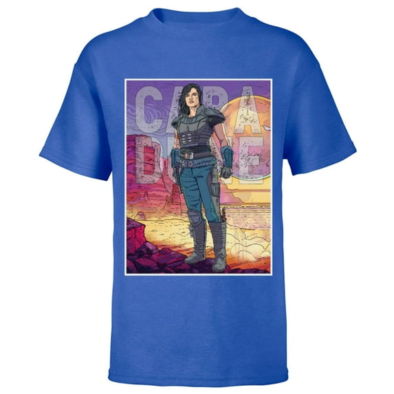 Star Wars The Mandalorian Cara Dune Painting - Short Sleeve T-Shirt for Kids - Customized-Royal
