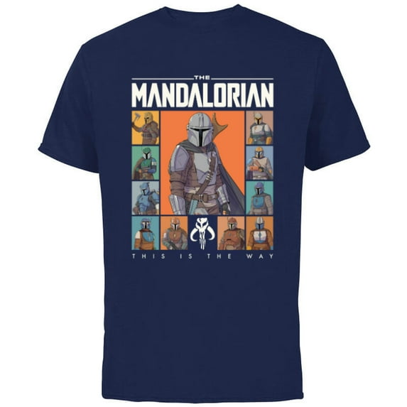 Star Wars The Mandalorian Character Grid This Is The Way - Short Sleeve Cotton T-Shirt for Adults - Customized-Navy