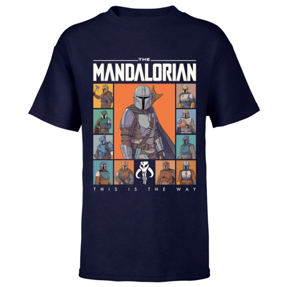 Star Wars The Mandalorian Character Grid This Is The Way - Short Sleeve T-Shirt for Kids - Customized-Navy