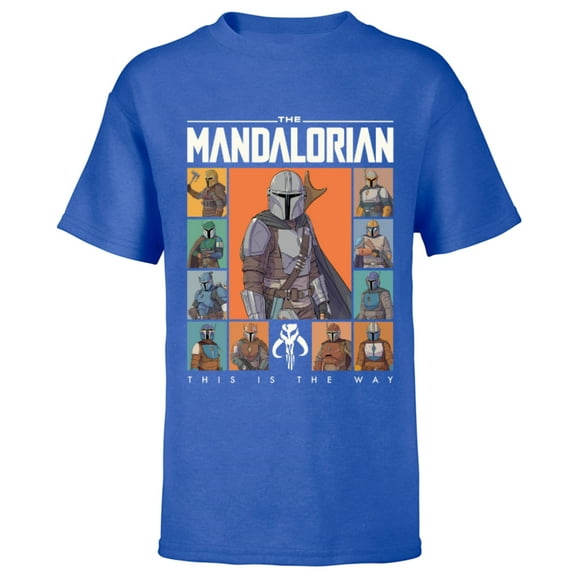 Star Wars The Mandalorian Character Grid This Is The Way - Short Sleeve T-Shirt for Kids - Customized-Royal
