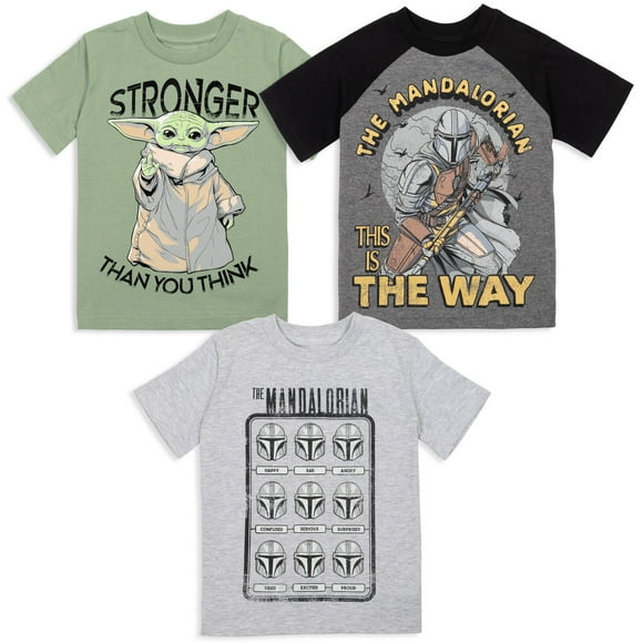 Star Wars The Mandalorian Child Big Boys 3 Pack T-Shirts Little Kid to Big