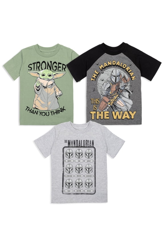 The Mandalorian Child Little Boys 3 Pack T-Shirts Little Kid to Big