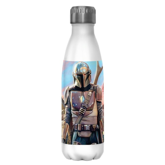 Star Wars: The Mandalorian Colorful Sky Sunset Stainless Steel Water Bottle White 17 oz.