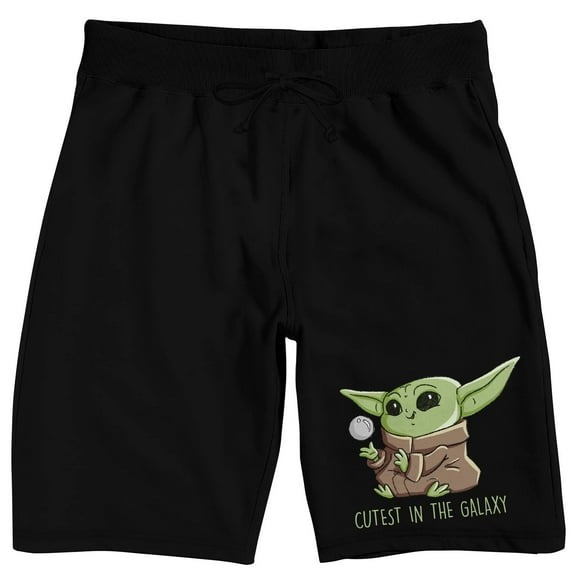 Star Wars The Mandalorian Cutest Grogu Men's Black Sleep Pajama Shorts-Medium