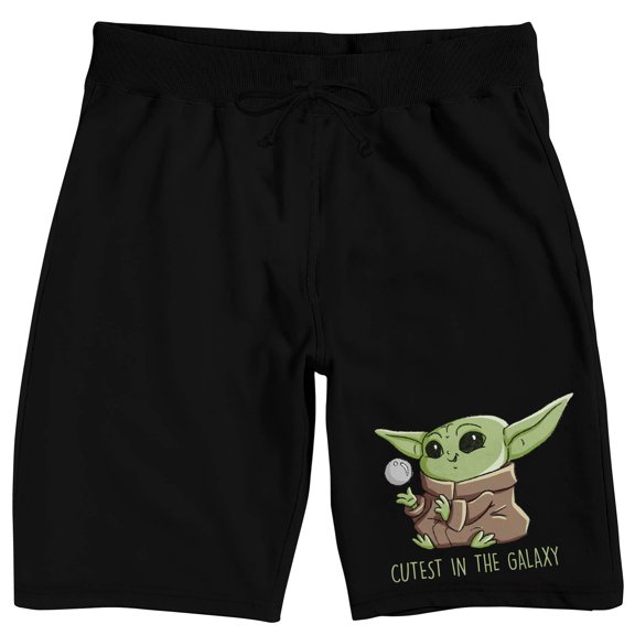 Star Wars The Mandalorian Cutest Grogu Men's Black Sleep Pajama Shorts-Small