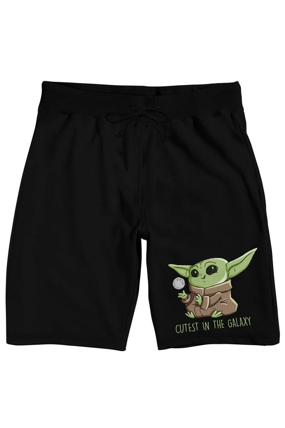 Star Wars The Mandalorian Cutest Grogu Men's Black Sleep Pajama Shorts-XL
