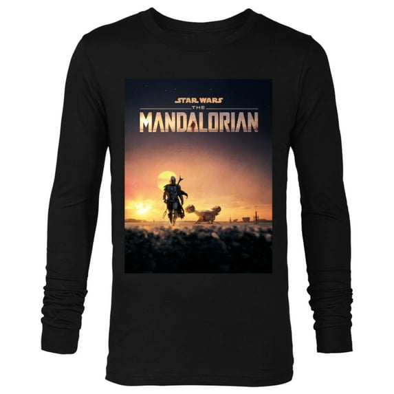 Star Wars The Mandalorian Disney+ Series Poster - Long Sleeve T-Shirt for Men - Customized-Black