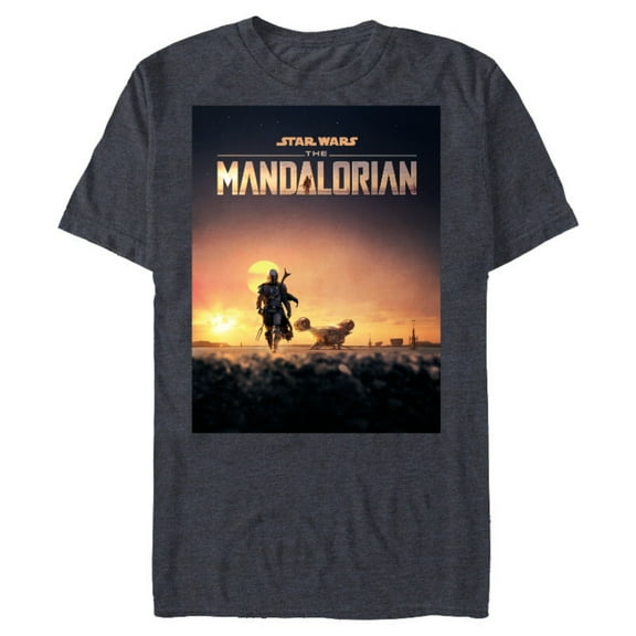 Star Wars The Mandalorian Disney  Series Poster - Short Sleeve Blended T-Shirt for Adults - Customized-Navy Heather