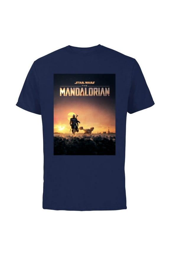 The Mandalorian Disney+ Series Poster - Short Sleeve Cotton T-Shirt for Adults - Customized-Navy