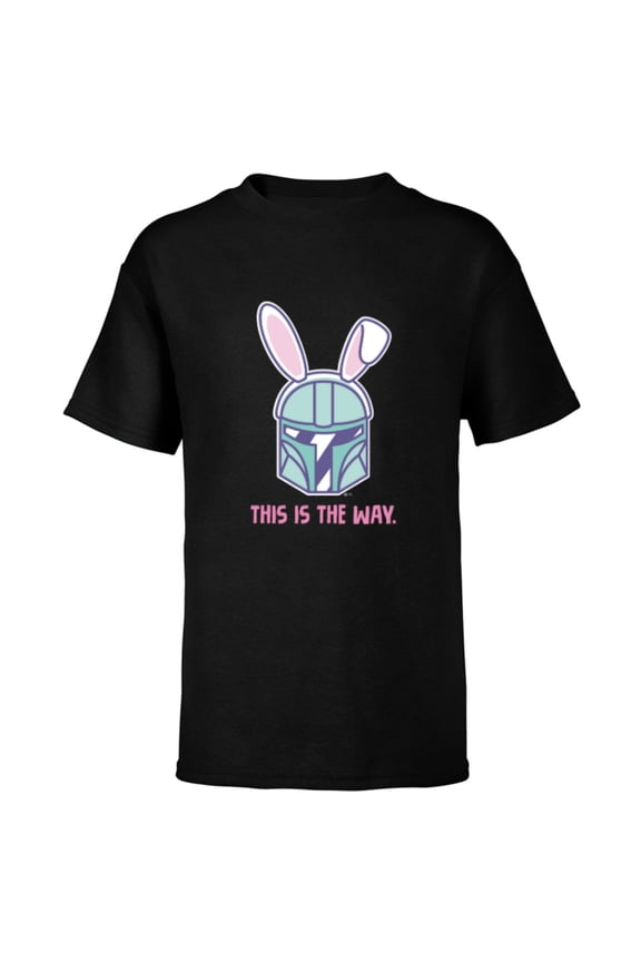 The Mandalorian Easter Bunny Ears This is the Way - Short Sleeve T-Shirt for Kids - Customized-Black