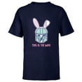 thumbnail image 1 of Star Wars The Mandalorian Easter Bunny Ears This is the Way - Short Sleeve T-Shirt for Kids - Customized-Navy, 1 of 5