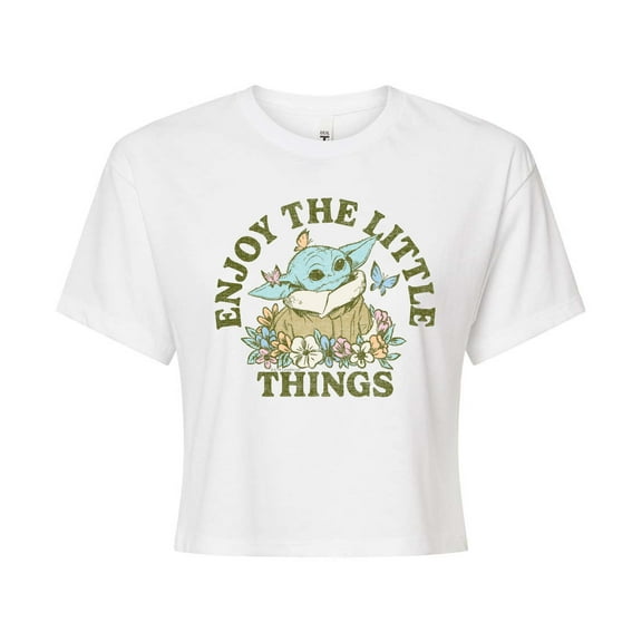 Star Wars - The Mandalorian Enjoy The Little Things - Juniors Cropped Short Sleeve Graphic T-Shirt