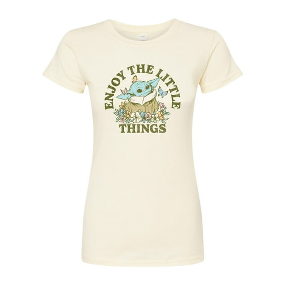 Star Wars - The Mandalorian Enjoy The Little Things  - Juniors Fitted Short Sleeve Graphic T-Shirt