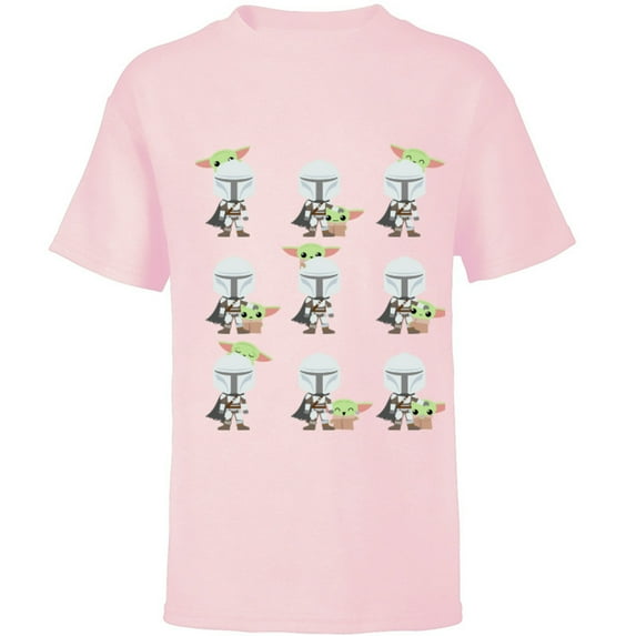Star Wars The Mandalorian Expressions of the Child - Short Sleeve T-Shirt for Kids - Customized-Soft Pink