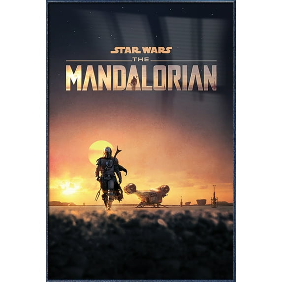 Star Wars: The Mandalorian - Framed TV Show Poster (Season 1 - Key Art) (Size: 24" X 36") (Orbit Blue Aluminum Frame)