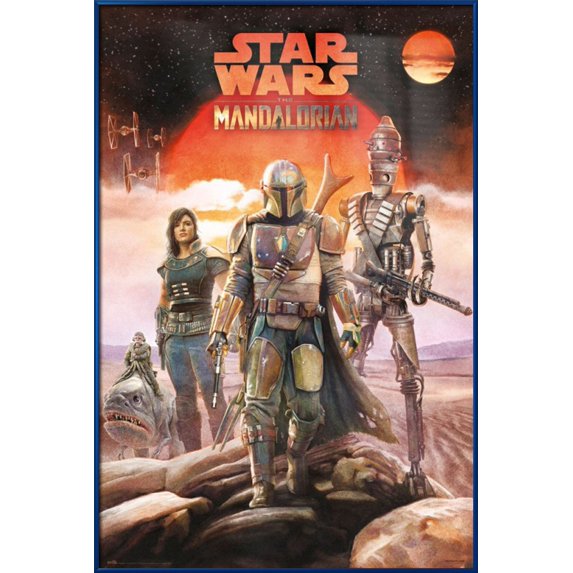 Star Wars: The Mandalorian - Framed TV Show Poster (The Crew) (Size: 24" X 36") (Metallic Blue Plastic Frame)