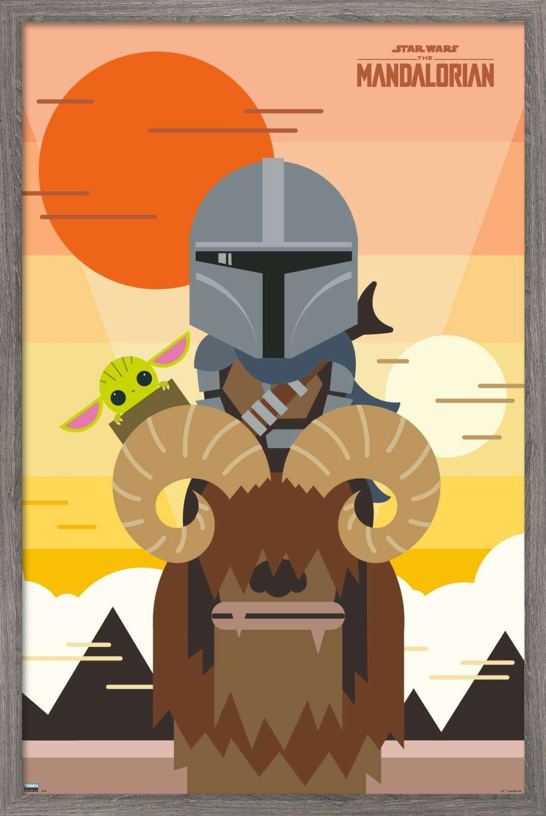 Star Wars: The Mandalorian - Geo Pop Sunset Wall Poster, 14.725" x 22.375", Framed
