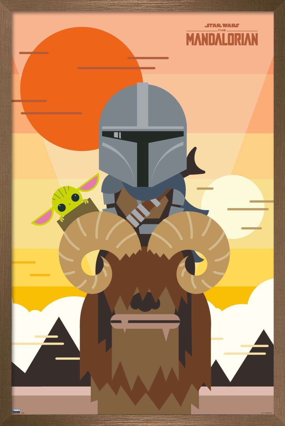 Star Wars: The Mandalorian - Geo Pop Sunset Wall Poster, 14.725" x 22.375", Framed