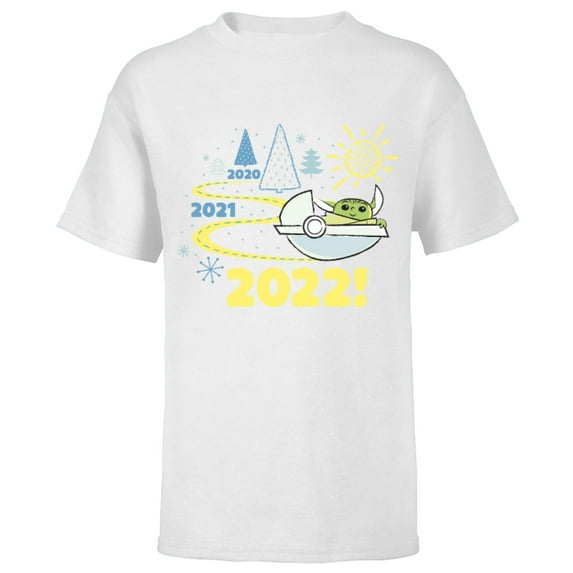 Star Wars The Mandalorian Grogu 2022 New Year’s Eve Standard - Short Sleeve T-Shirt for Kids – Customized-White