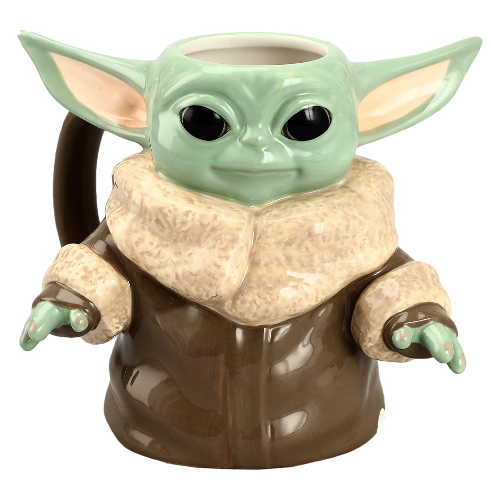Star Wars: The Mandalorian Grogu Holiday Glitter Handle Glass Mug | 14 Ounces
