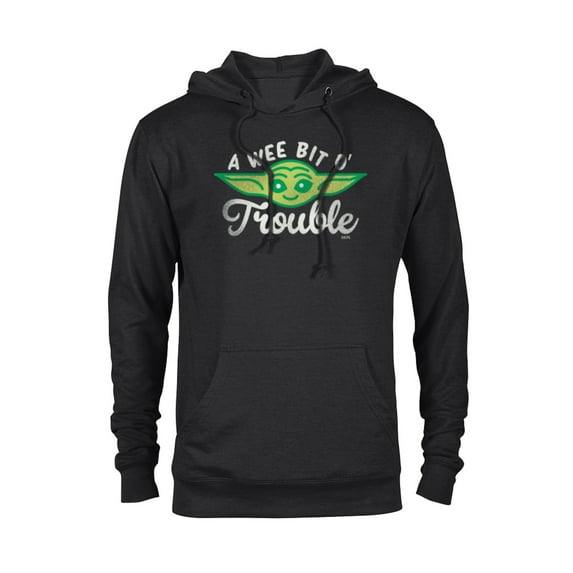 Star Wars The Mandalorian Grogu A Wee Bit O’ Trouble - Pullover Hoodie for Adults - Customized-Black