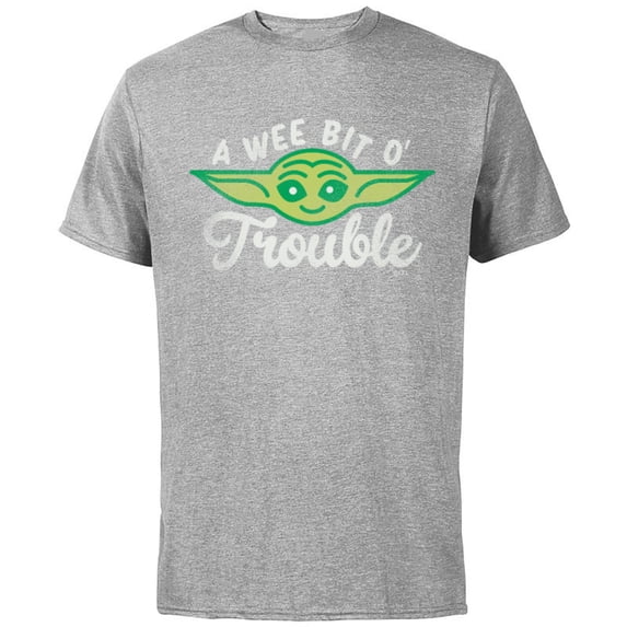 Star Wars The Mandalorian Grogu A Wee Bit O’ Trouble - Short Sleeve Cotton T-Shirt for Adults - Customized-Athletic Heather