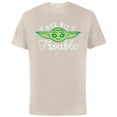 thumbnail image 1 of Star Wars The Mandalorian Grogu A Wee Bit O’ Trouble - Short Sleeve Cotton T-Shirt for Adults - Customized-Natural, 1 of 5